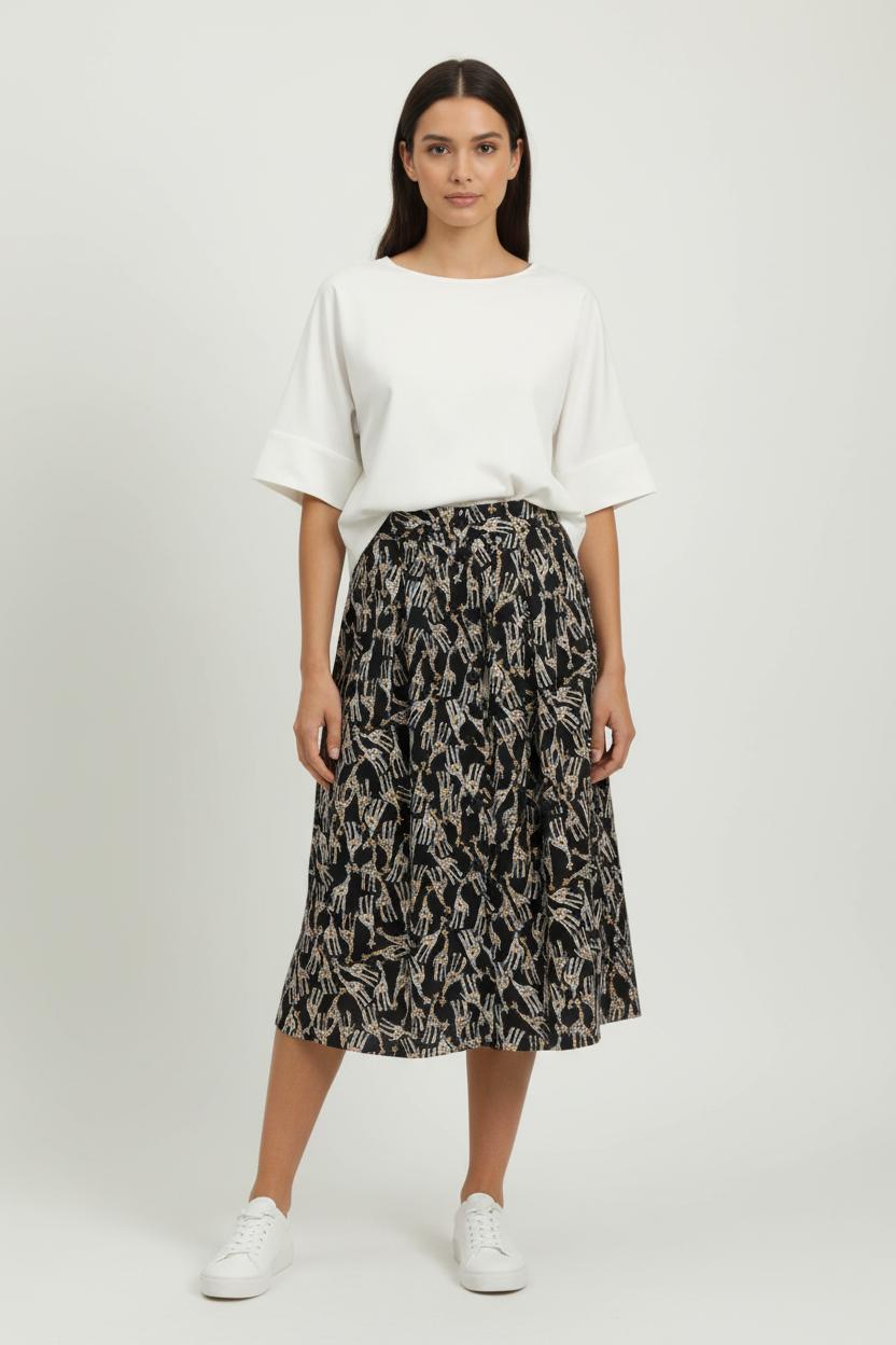 Jupe Midi Noire et Blanche - Taille S/36 de la marque Caroll | PARAD100767 - Vendu par Paradigme - Image 1