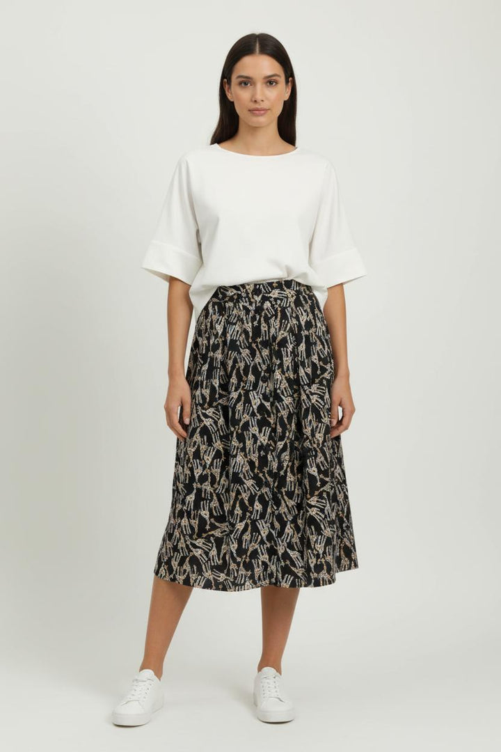 Jupe Midi Noire et Blanche - Taille S/36 de la marque Caroll | PARAD100767 - Vendu par Paradigme - Image 1