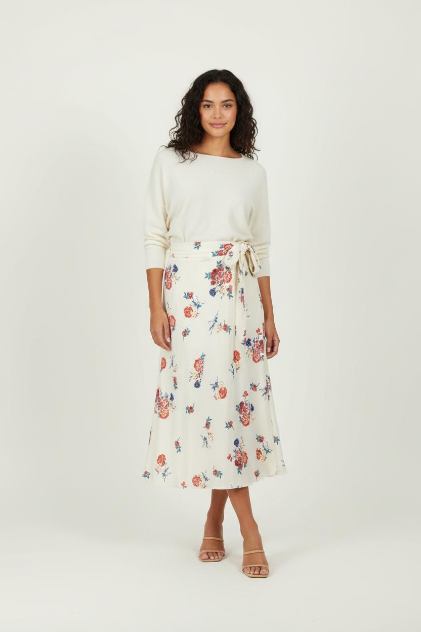 Jupe Longue Écrue à Fleurs Rouges et Bleues - Taille S/36 de la marque Comptoir des Cotonniers | PARAD100769 - Vendu par Paradigme - Image 1