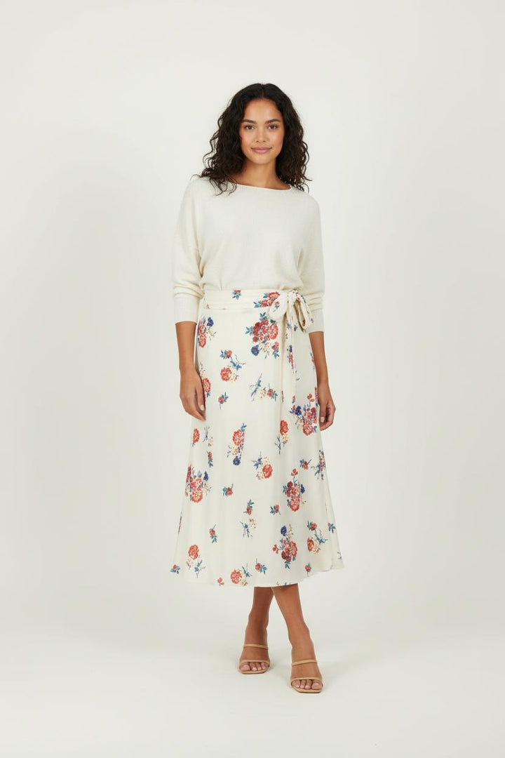 Jupe Longue Écrue à Fleurs Rouges et Bleues - Taille S/36 de la marque Comptoir des Cotonniers | PARAD100769 - Vendu par Paradigme - Image 1