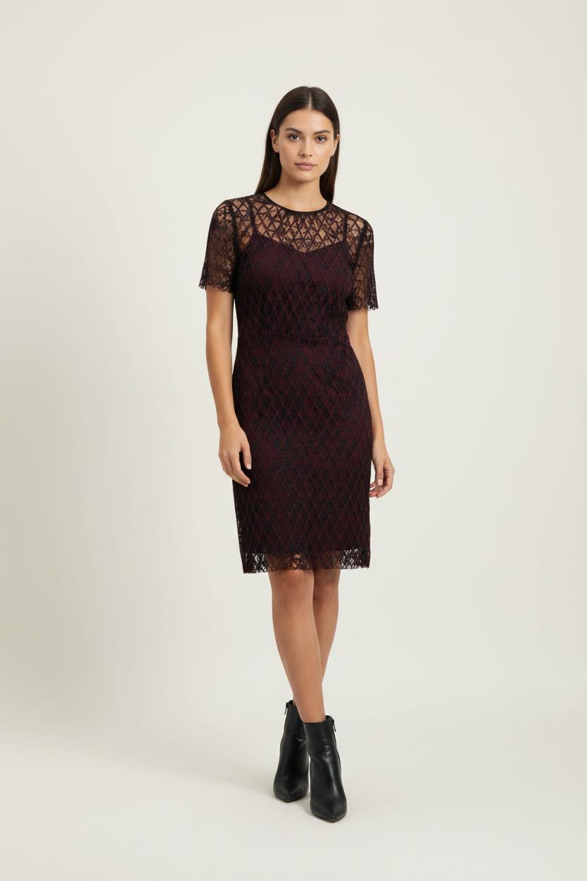 Robe Midi Noire et Bordeaux - Taille S/36 de la marque Sandro | PARAD100770 - Vendu par Paradigme - Image 1