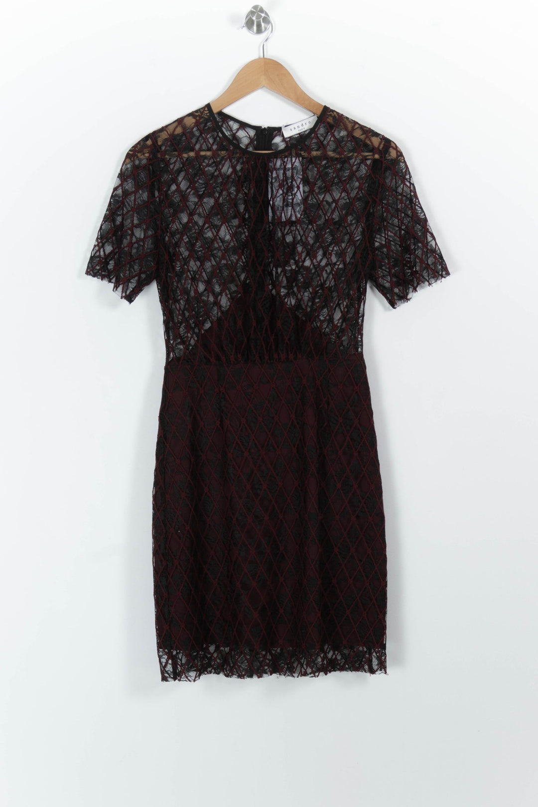 Robe Midi Noire et Bordeaux - Taille S/36 de la marque Sandro | PARAD100770 - Vendu par Paradigme - Image 2