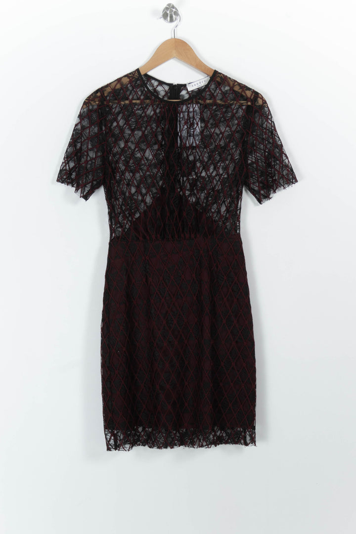 Robe Midi Noire et Bordeaux - Taille S/36 de la marque Sandro | PARAD100770 - Vendu par Paradigme - Image 2