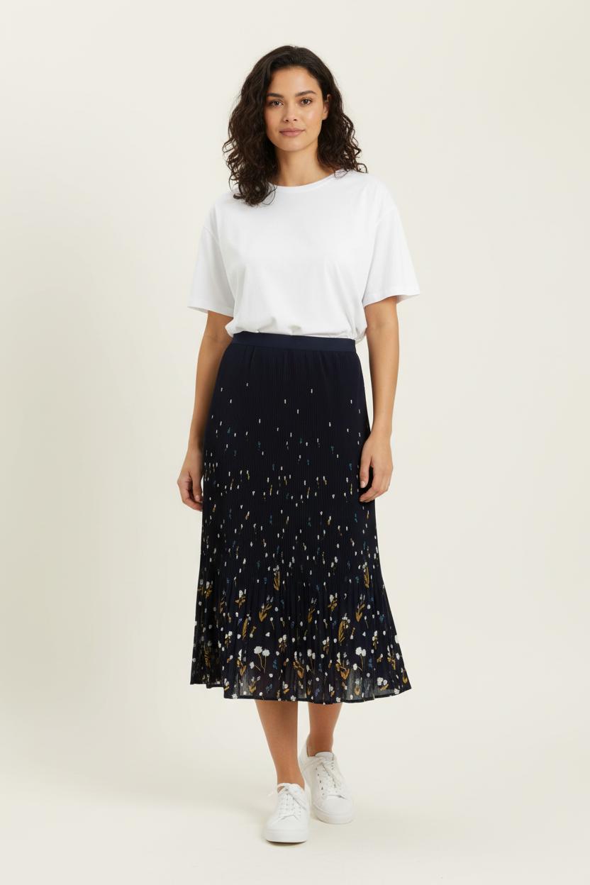 Jupe Plissée Bleu Marine et Jaune - Taille S/36 de la marque Comptoir des Cotonniers | PARAD100773 - Vendu par Paradigme - Image 1