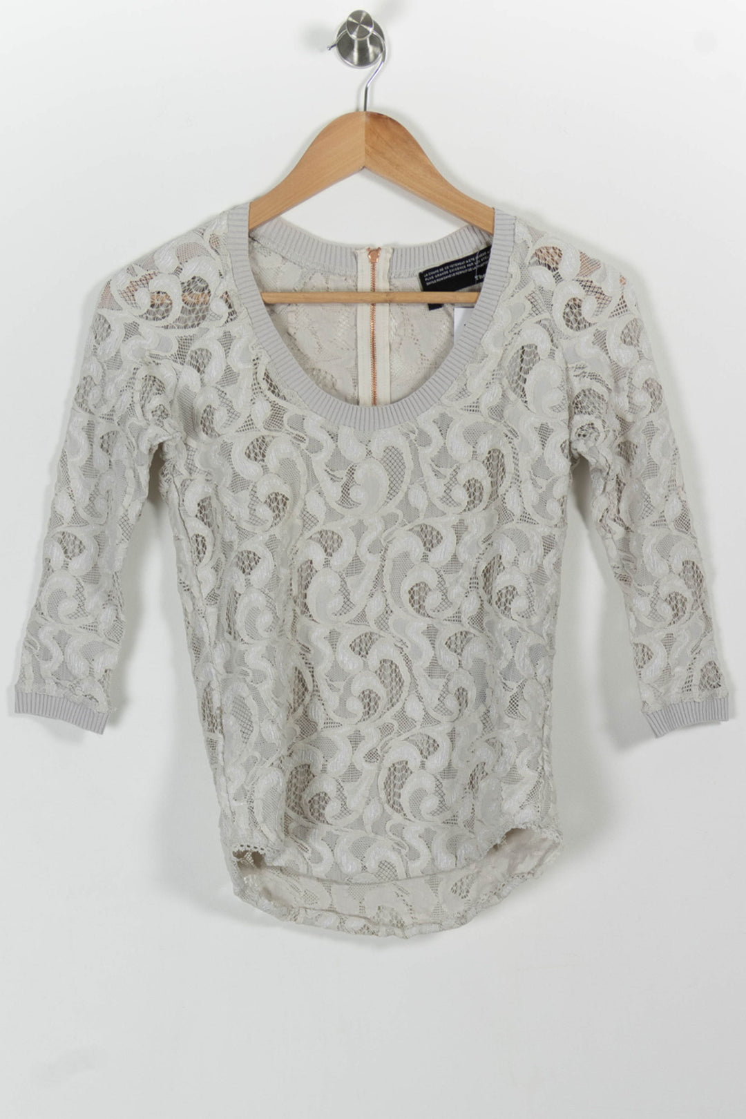 Top Dentelle Beige - Taille XS/34 de la marque The Kooples | PARAD100778 - Vendu par Paradigme - Image 2