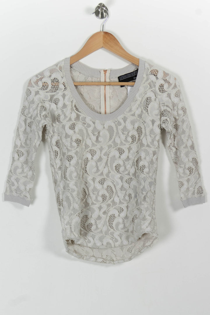 Top Dentelle Beige - Taille XS/34 de la marque The Kooples | PARAD100778 - Vendu par Paradigme - Image 2