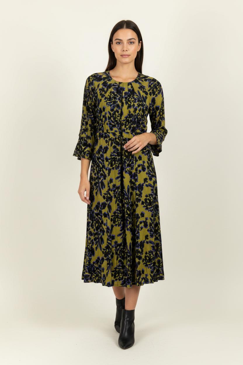 Robe Longue Vert et Noir - Taille L/40 de la marque Caroll | PARAD100787 - Vendu par Paradigme - Image 1