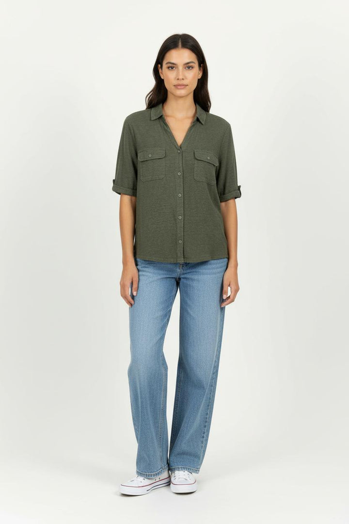 Chemise Verte - Taille S/36 de la marque Caroll | PARAD100800 - Vendu par Paradigme - Image 1