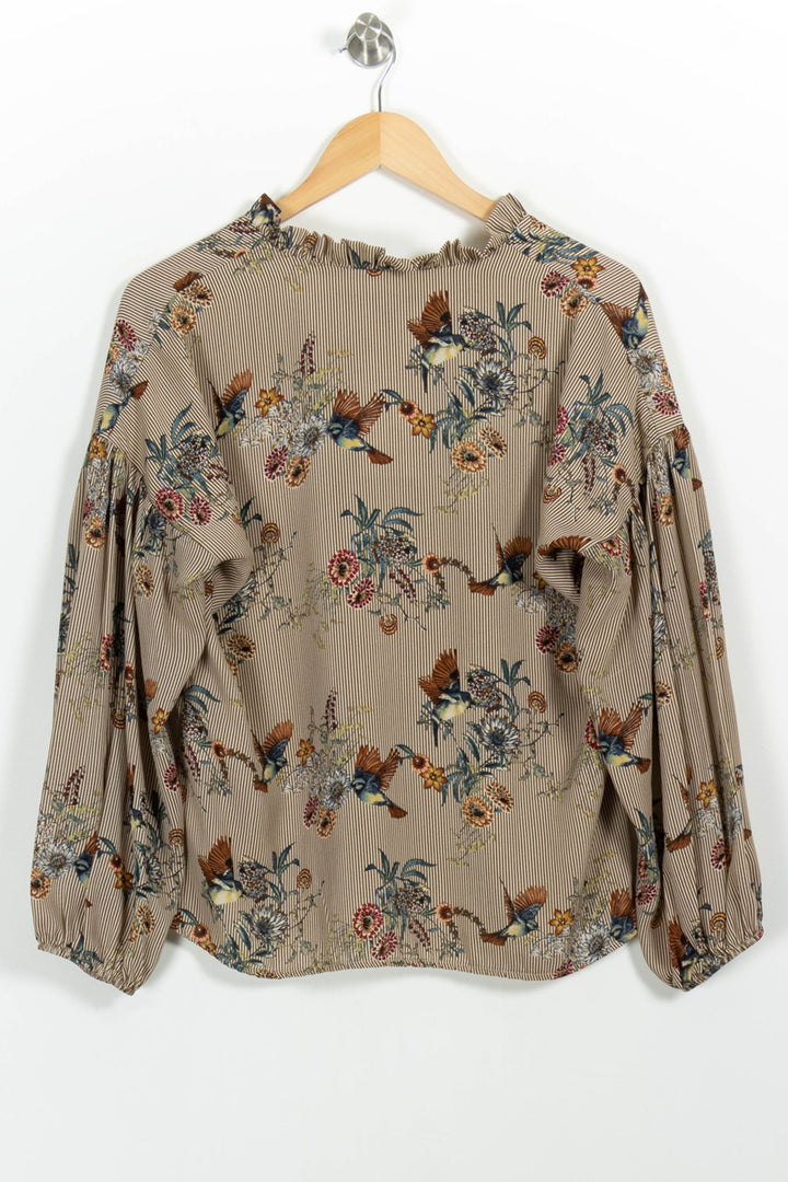 Blouse Fleurie Beige - Taille L/40 de la marque La Fée Maraboutée | PARAD100827 - Vendu par Paradigme - Image 4
