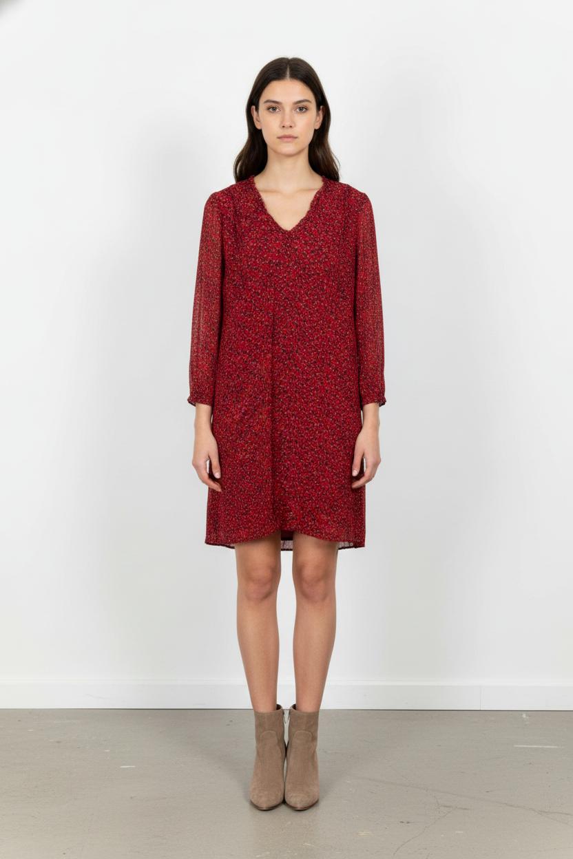 Robe Imprimée Rouge - Taille XL/42 de la marque Maison 123 | PARAD100829 - Vendu par Paradigme - Image 1
