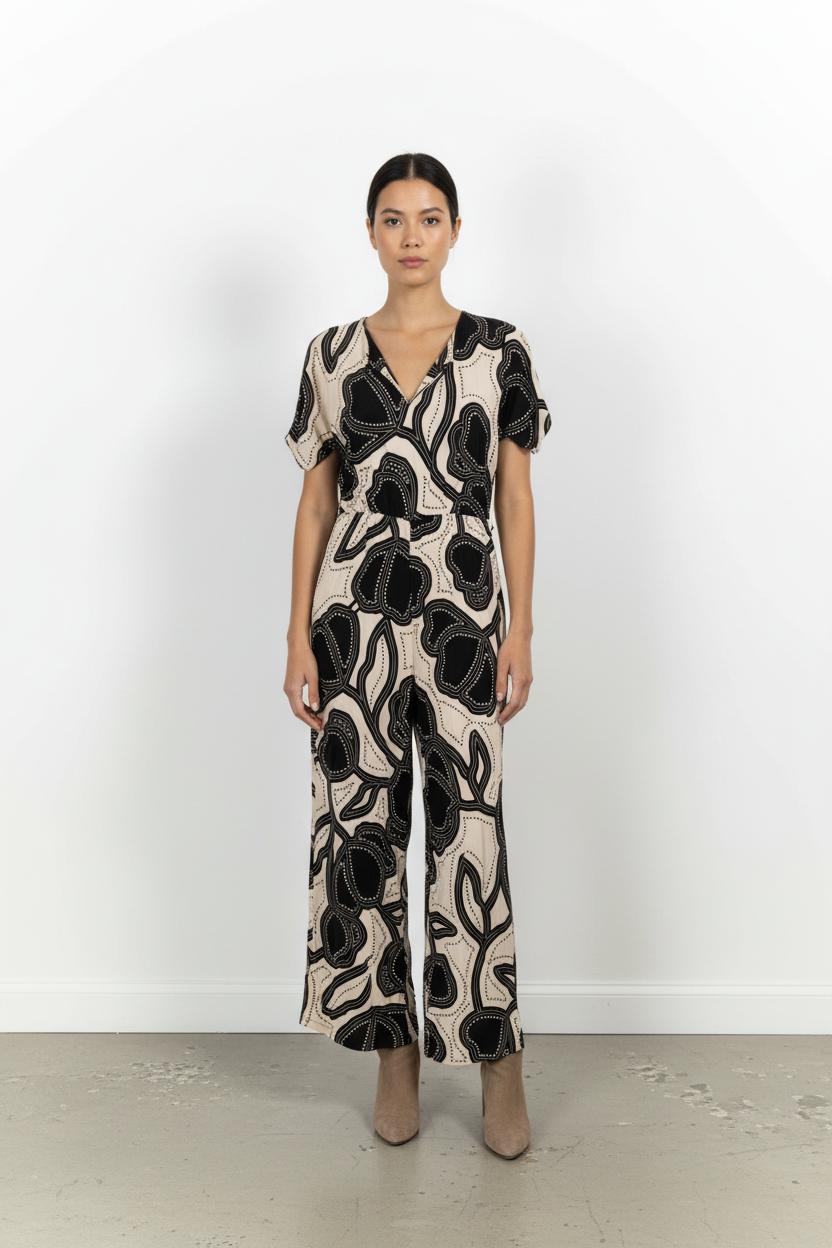 Combinaison Noire et Beige - Taille S/36 de la marque La Fée Maraboutée | PARAD100841 - Vendu par Paradigme - Image 1