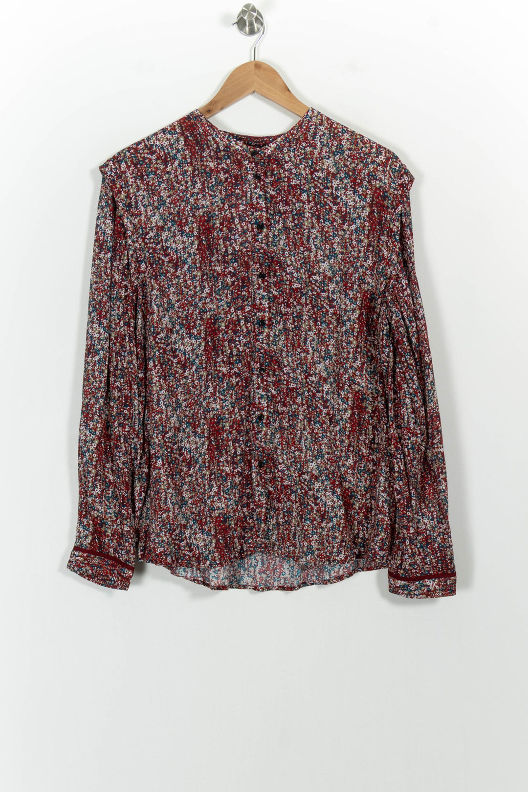 Blouse Fleurie Bordeaux et Blanc - Taille XL/42 de la marque Caroll | PARAD100849 - Vendu par Paradigme - Image 2