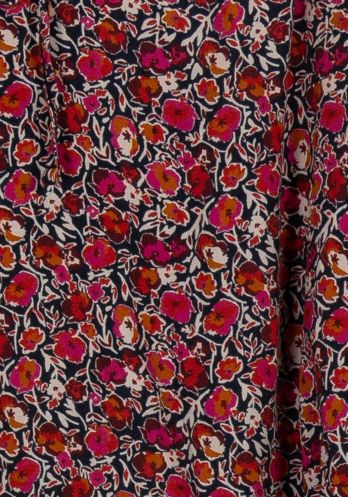 Blouse Fleurie Rouge et Noire - Taille XL/42 de la marque La Fée Maraboutée | PARAD100851 - Vendu par Paradigme - Image 3