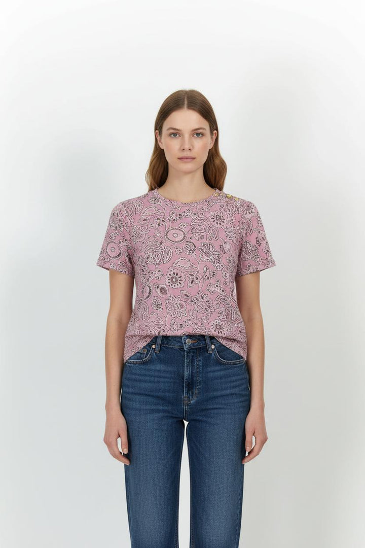 Tee-shirt Rose - Taille S/36 de la marque Tara Jarmon | PARAD100869 - Vendu par Paradigme - Image 1