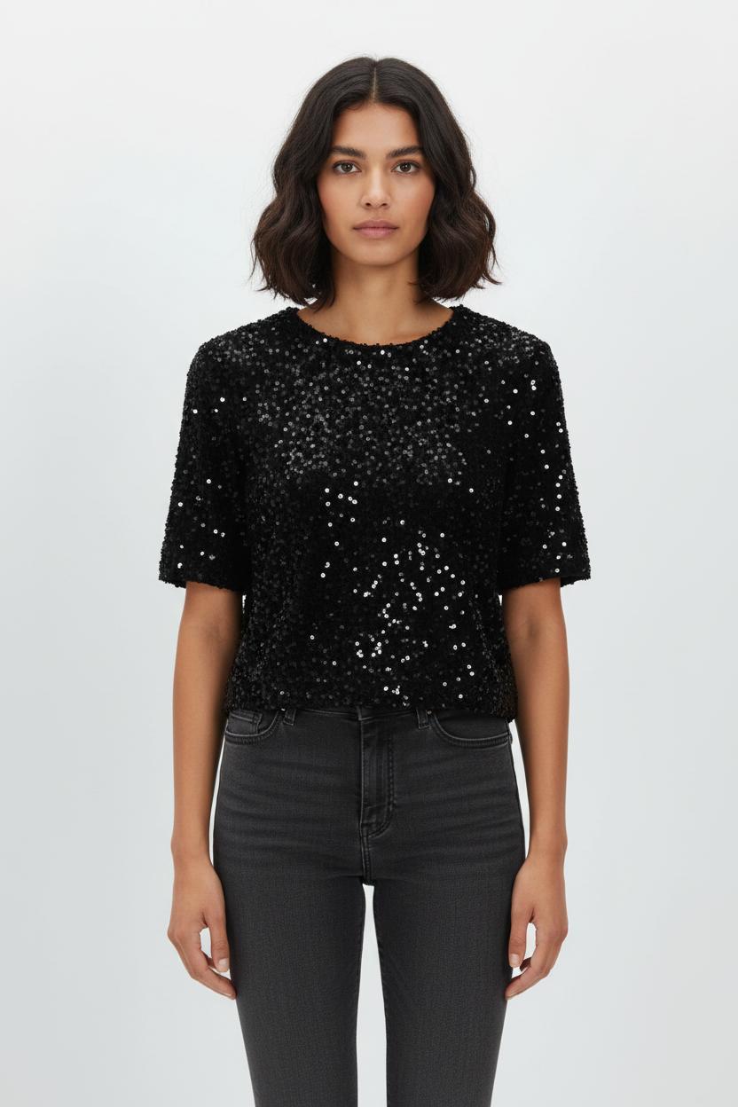 Top à Paillettes Noir - Taille M/38 de la marque Maje | PARAD100871 - Vendu par Paradigme - Image 1