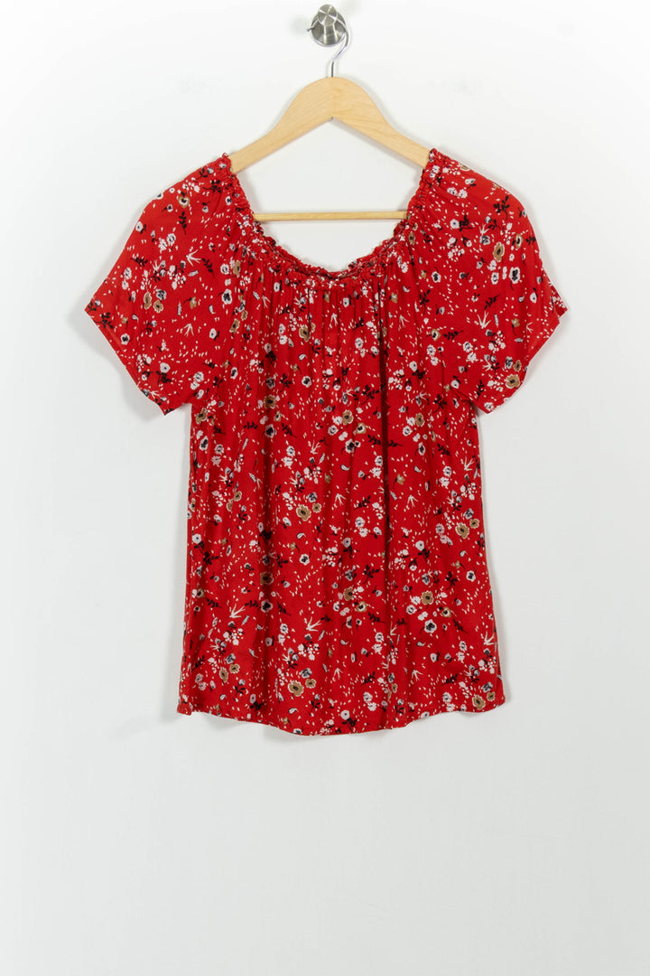 Blouse Rouge à Fleurs - Taille L/40 de la marque Caroll | PARAD100875 - Vendu par Paradigme - Image 2