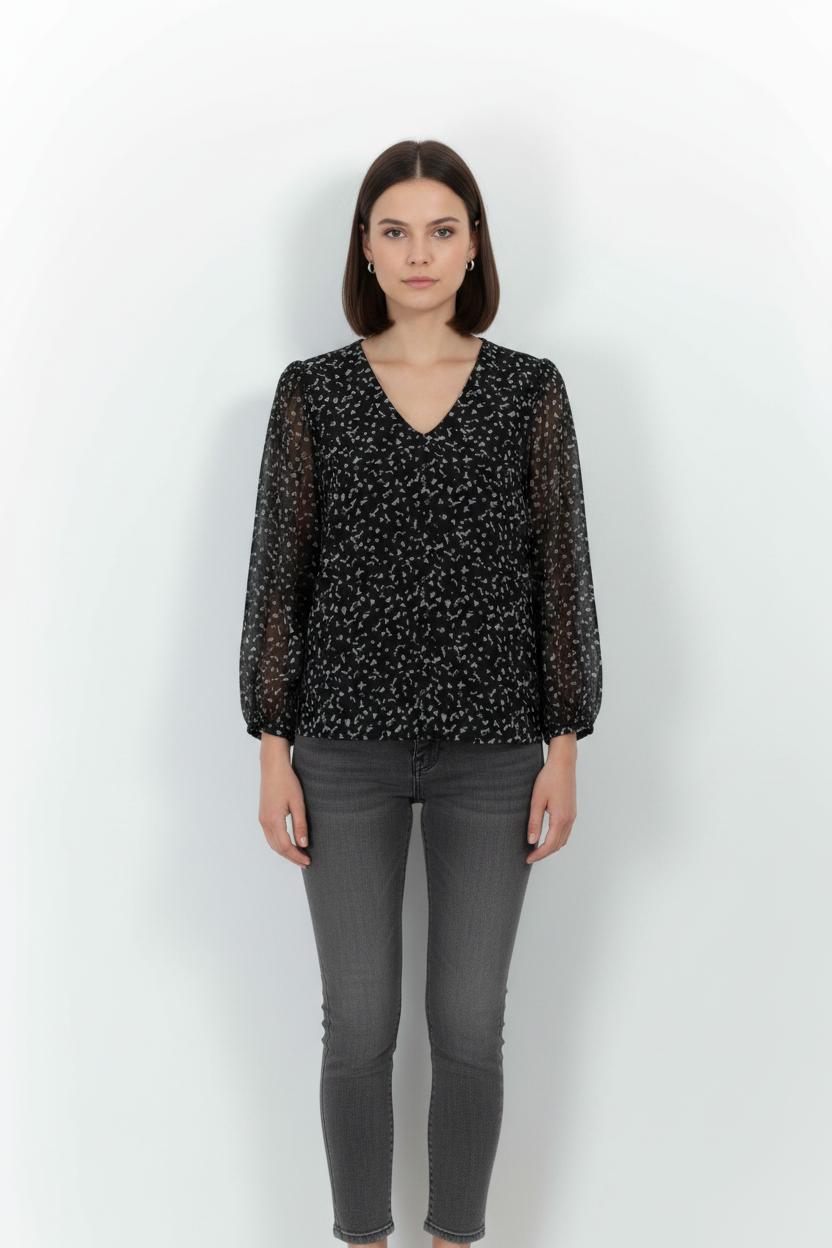 Blouse Noire et Blanche - Taille S/36 de la marque One Step | PARAD100886 - Vendu par Paradigme - Image 1