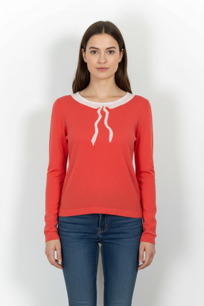 Pull Rouge et Blanc - Taille M/38 de la marque La Petite Etoile | PARAD100887 - Vendu par Paradigme - Image 1