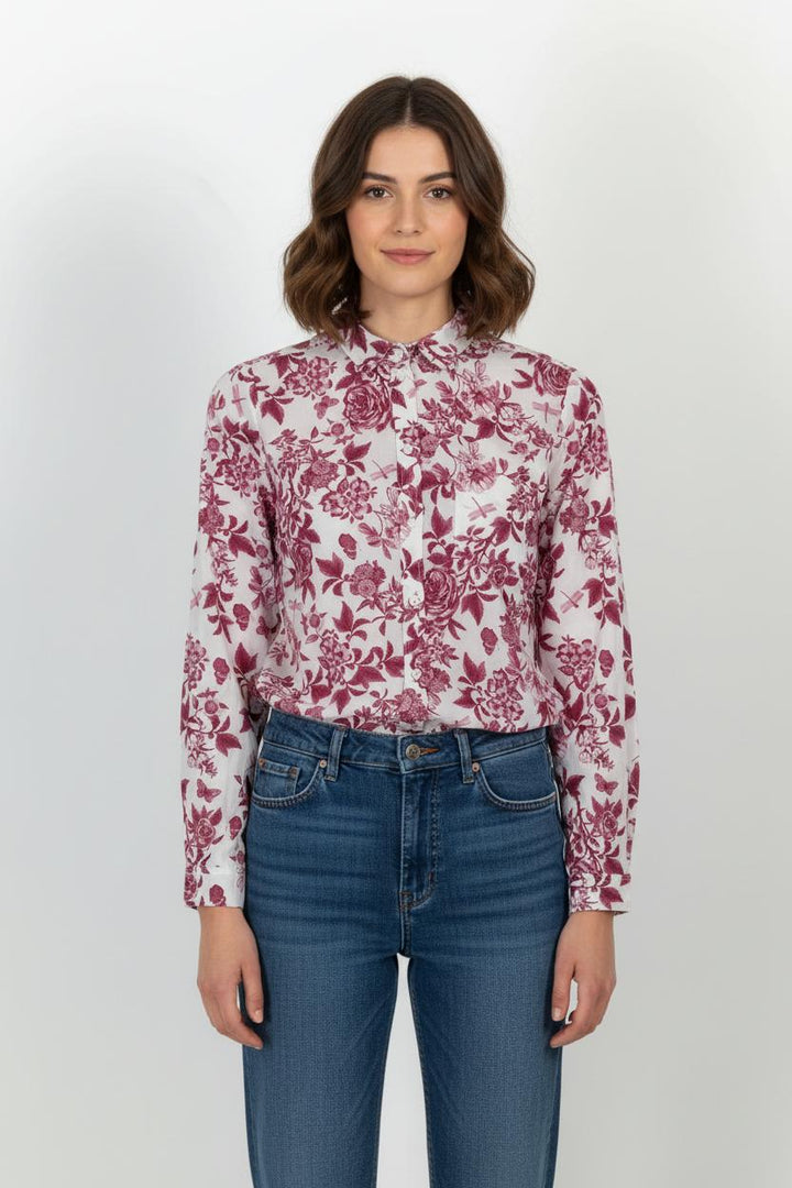 Chemise Blanche et Bordeaux - Taille XS/34 de la marque Sézane | PARAD100891 - Vendu par Paradigme - Image 1