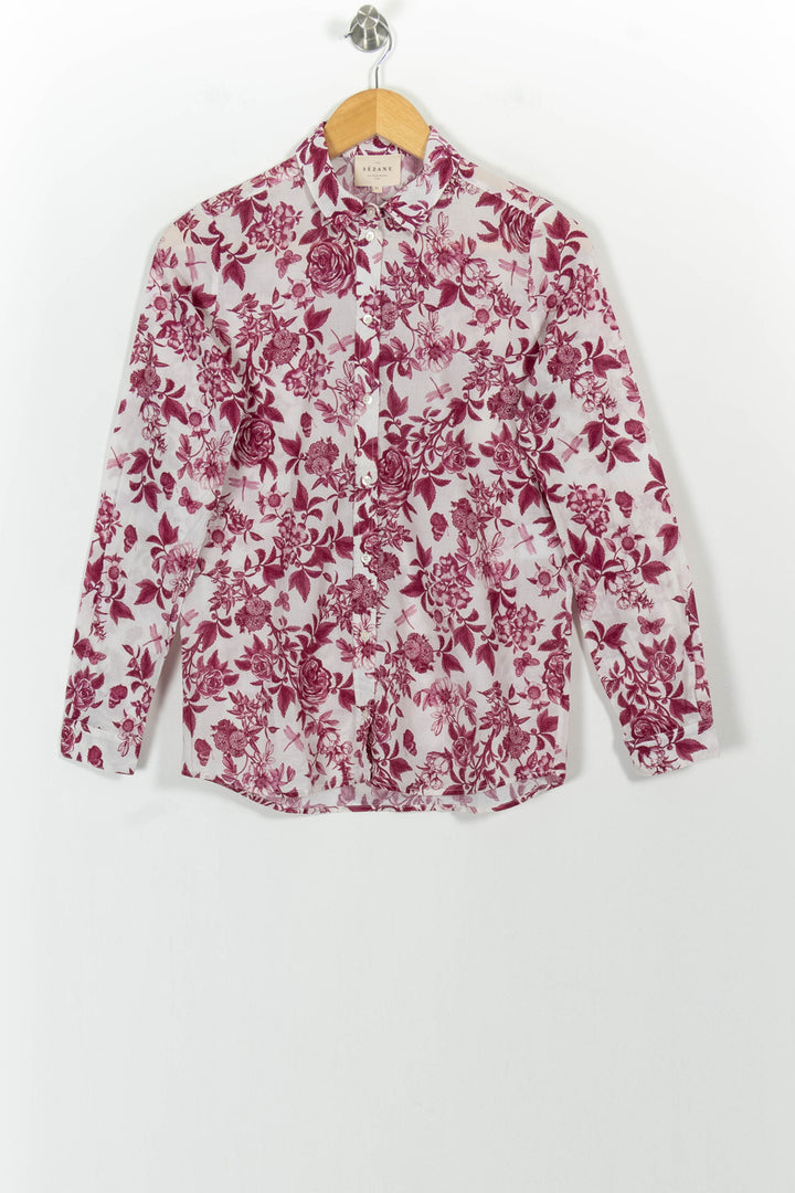 Chemise Blanche et Bordeaux - Taille XS/34 de la marque Sézane | PARAD100891 - Vendu par Paradigme - Image 2