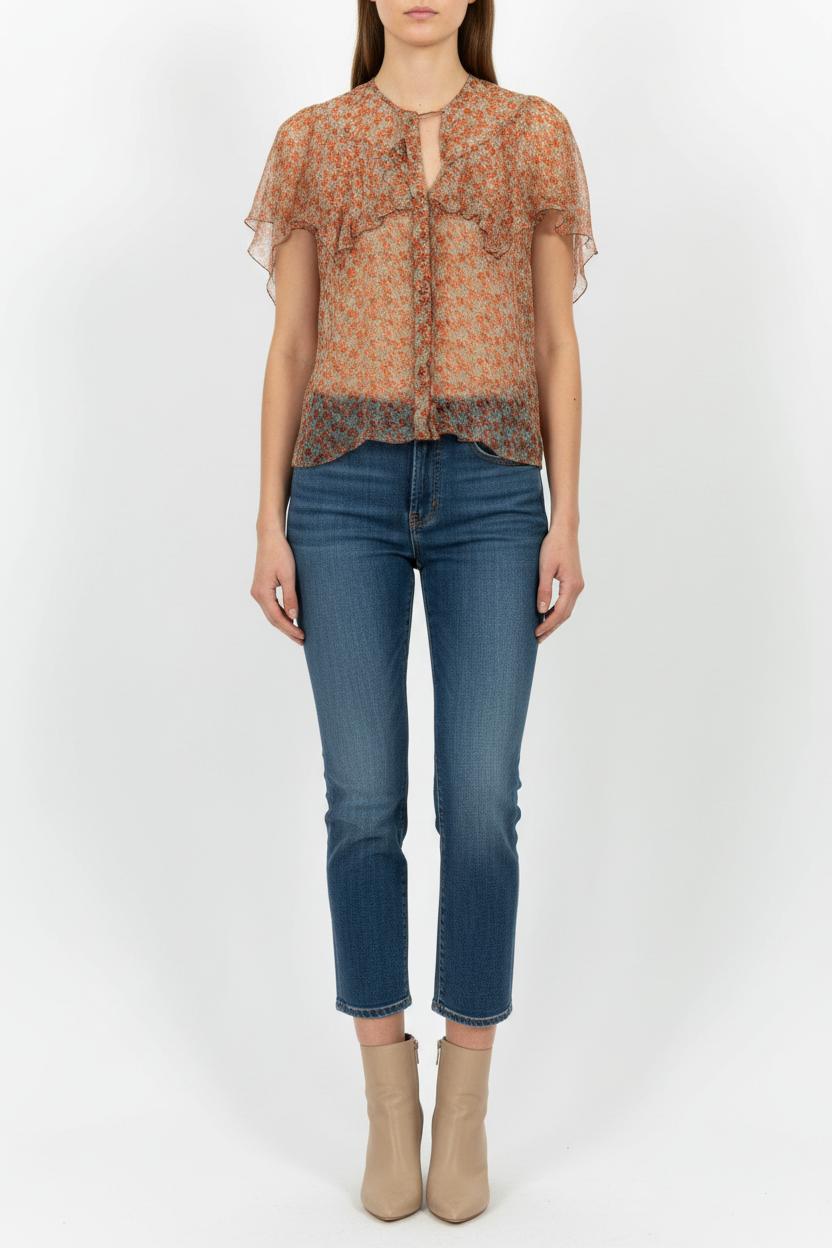 Blouse Rouge et Beige - Taille M/38 de la marque Zadig&Voltaire | PARAD100895 - Vendu par Paradigme - Image 1