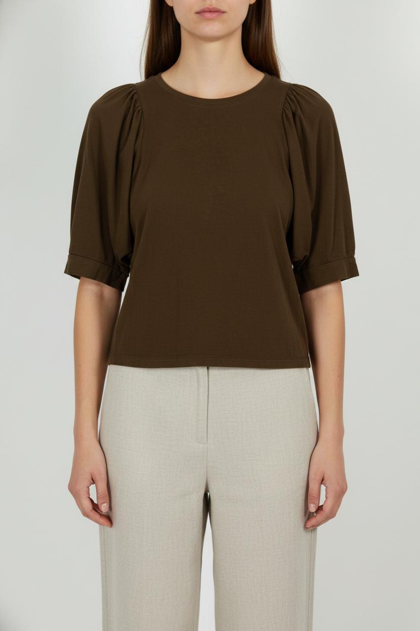Tee-shirt Marron - Taille M/38 de la marque La Fée Maraboutée | PARAD100899 - Vendu par Paradigme - Image 1