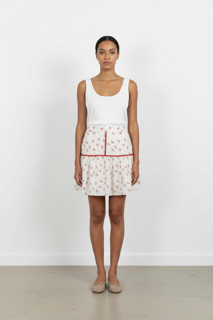 Jupe Fleurie Blanche et Rouge - Taille XS/34 de la marque Karl Marc John | PARAD100910 - Vendu par Paradigme - Image 1