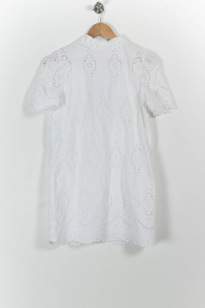 Robe Brodée Blanche - Taille S/36 de la marque Sézane | PARAD100923 - Vendu par Paradigme - Image 4