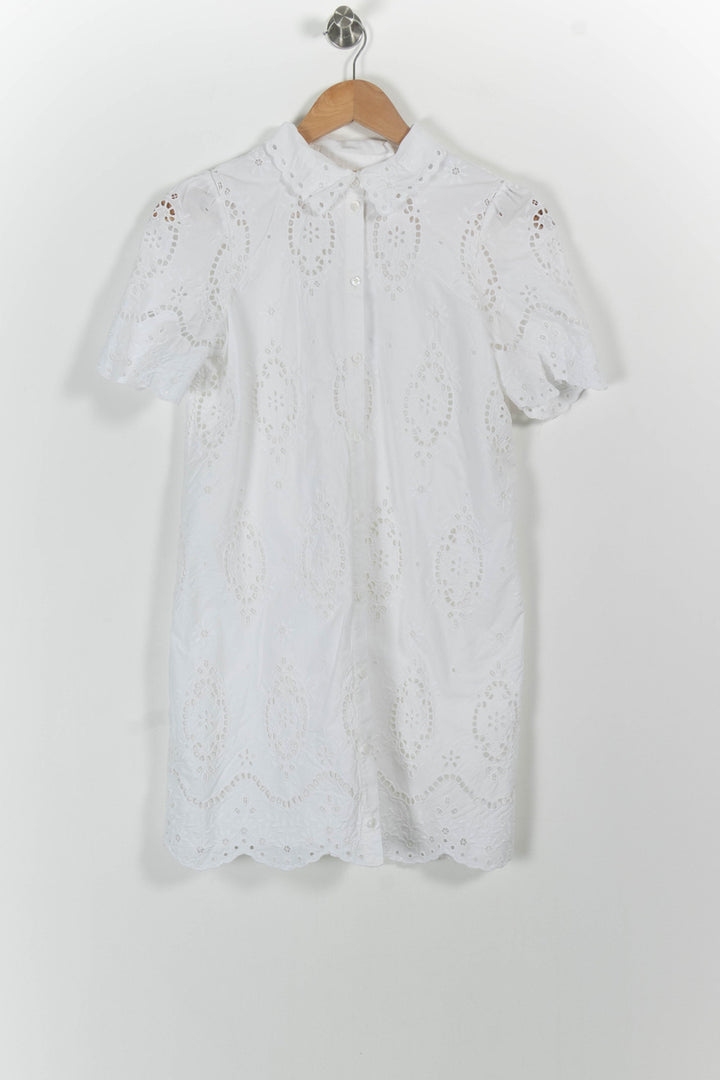 Robe Brodée Blanche - Taille S/36 de la marque Sézane | PARAD100923 - Vendu par Paradigme - Image 2