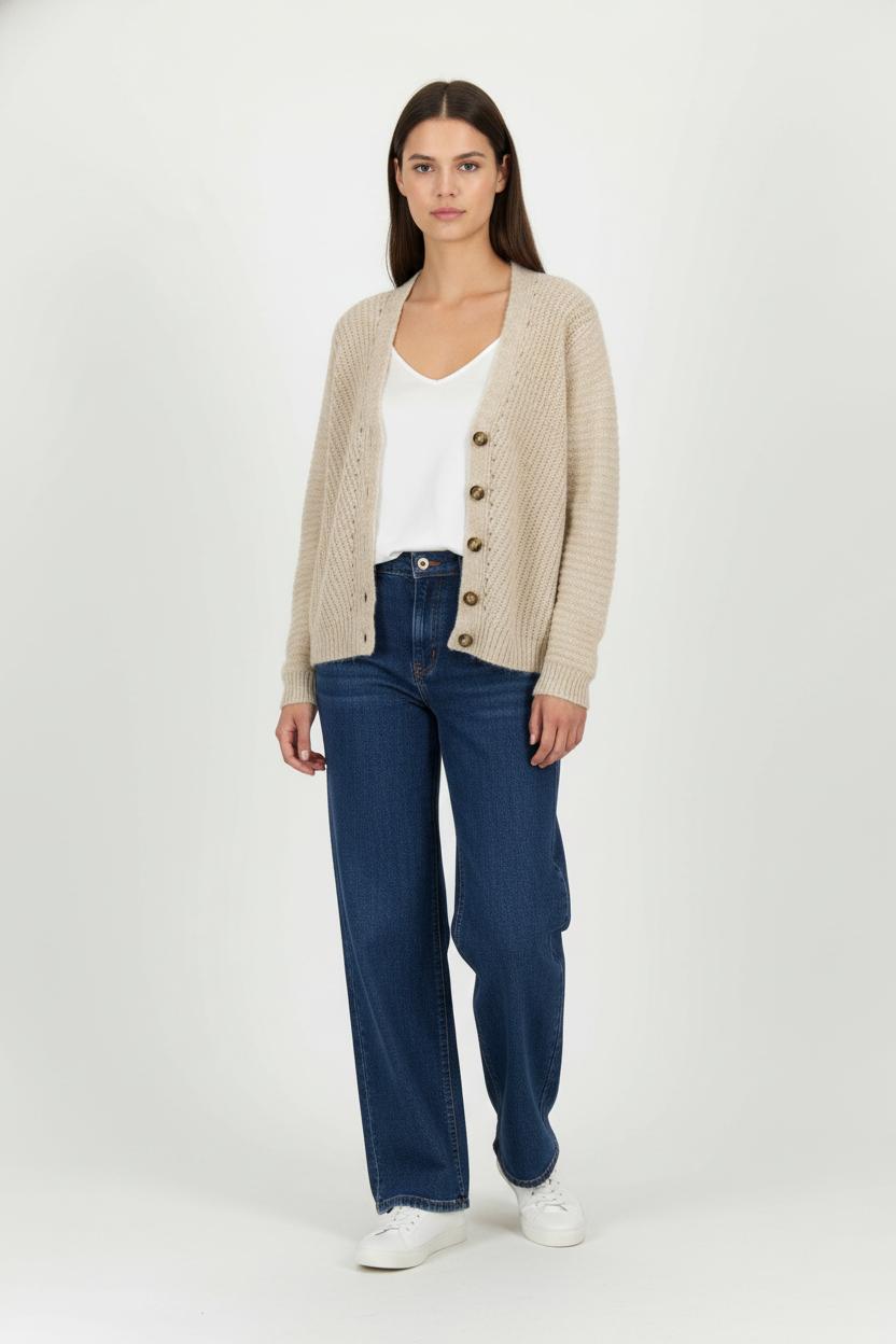 Cardigan Beige - Taille M/38 de la marque La Fée Maraboutée | PARAD100967 - Vendu par Paradigme - Image 1