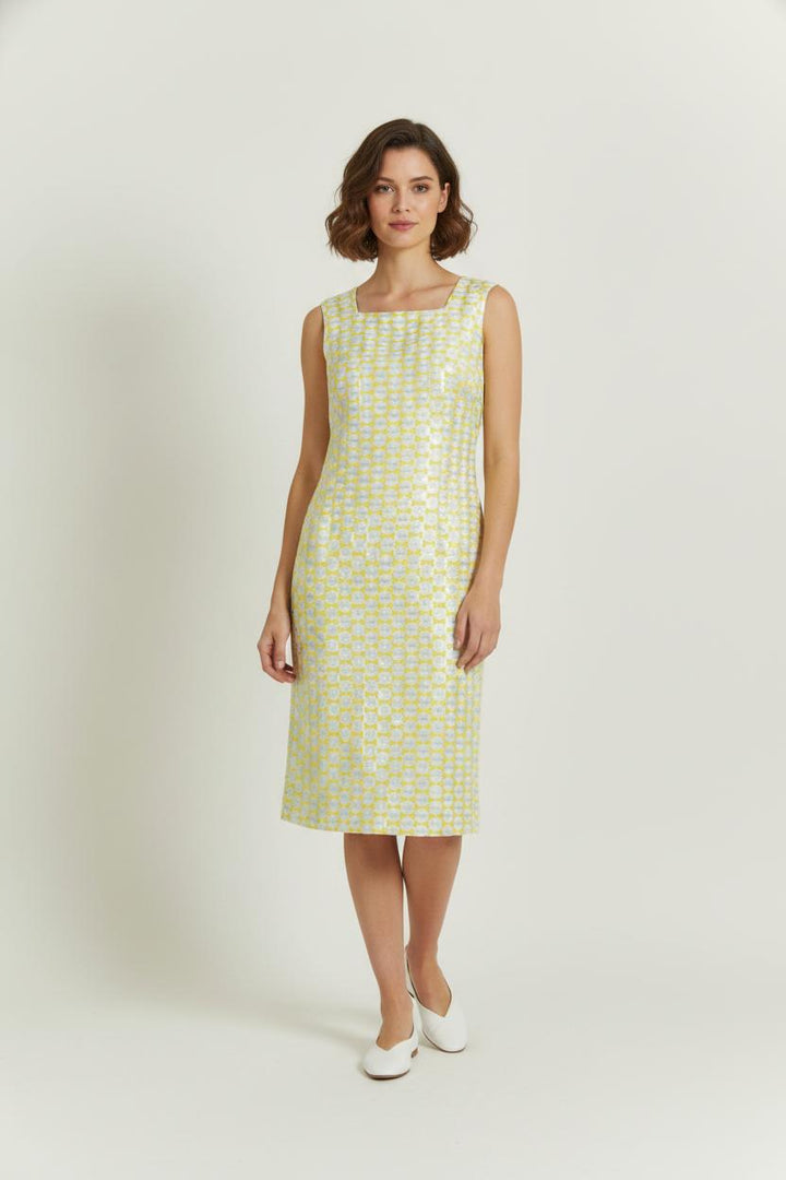 Robe Droite Jaune et Blanche - Taille S/36 de la marque Agnès b. | PARAD100982 - Vendu par Paradigme - Image 1