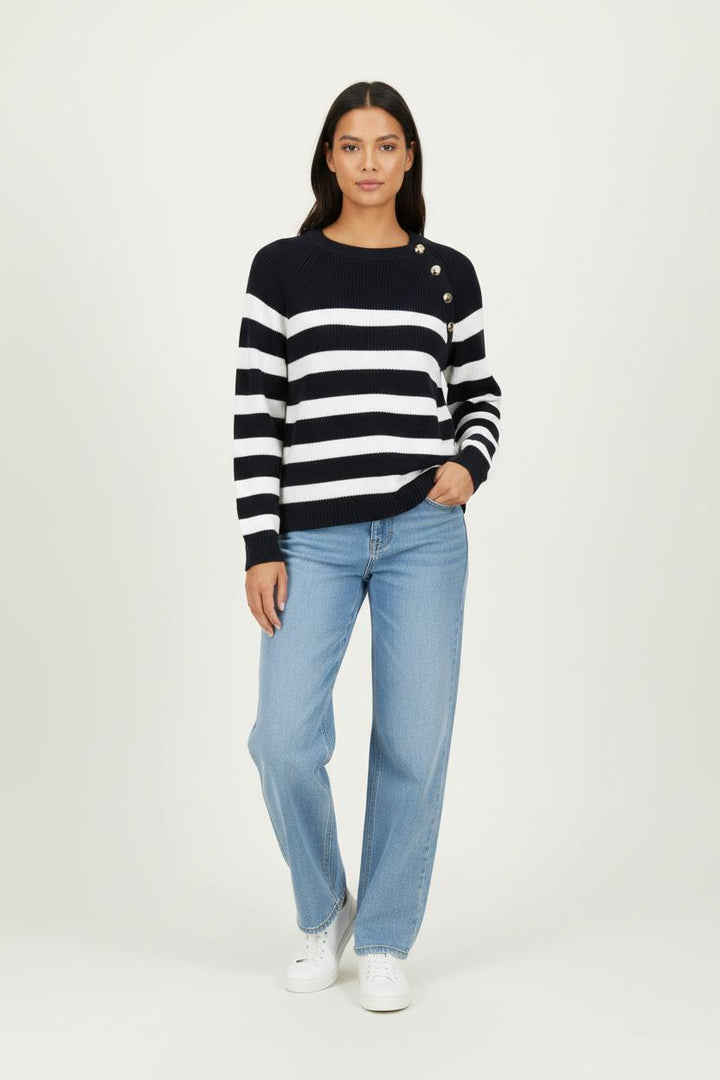Pull Rayé Bleu Marine et Blanc - Taille M/38 de la marque Sézane | PARAD100987 - Vendu par Paradigme - Image 1