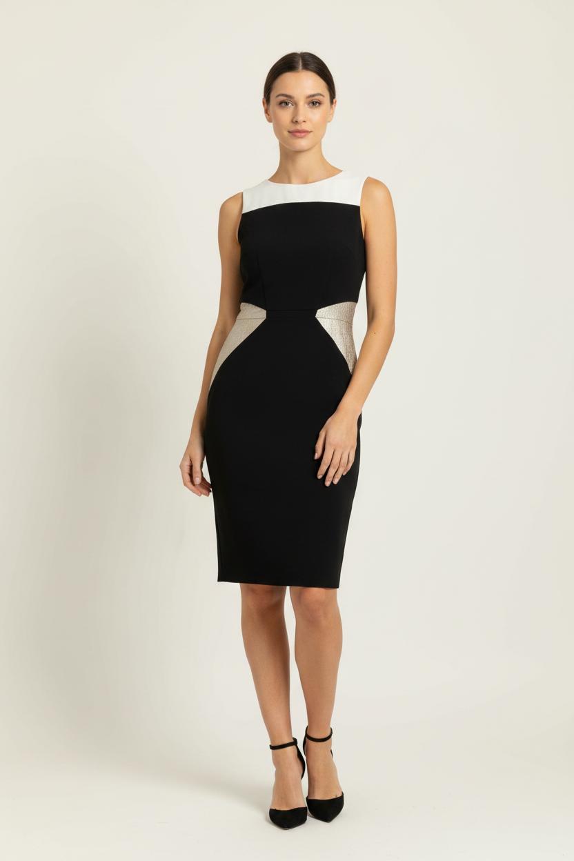 Robe droite Noire et Blanche - Taille M/38 de la marque Paule Ka | PARAD100988 - Vendu par Paradigme - Image 1