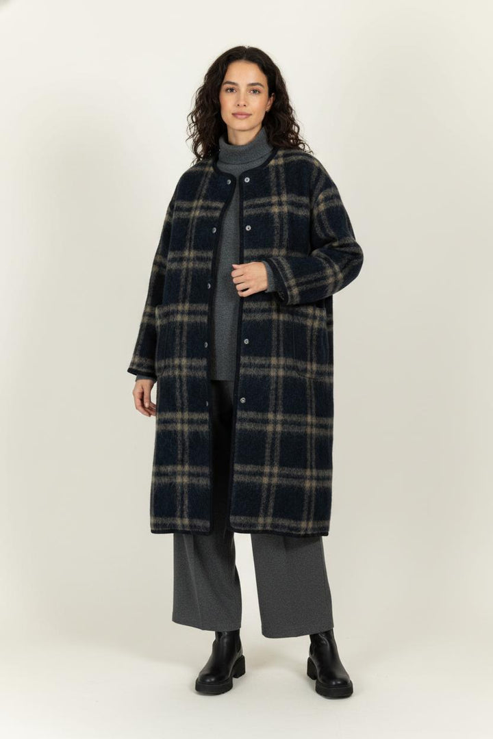 Manteau Carreaux Bleu Marine et Beige - Taille S/36 de la marque Bellerose | PARAD100991 - Vendu par Paradigme - Image 1