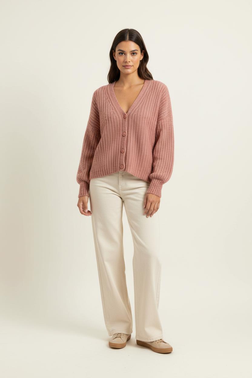 Cardigan Rose - Taille S/36 de la marque Sézane | PARAD100993 - Vendu par Paradigme - Image 1