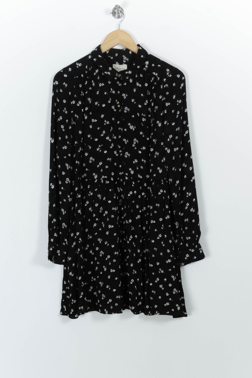 Robe Fleurie Noire et Blanche - Taille S/36 de la marque Sézane | PARAD100998 - Vendu par Paradigme - Image 2