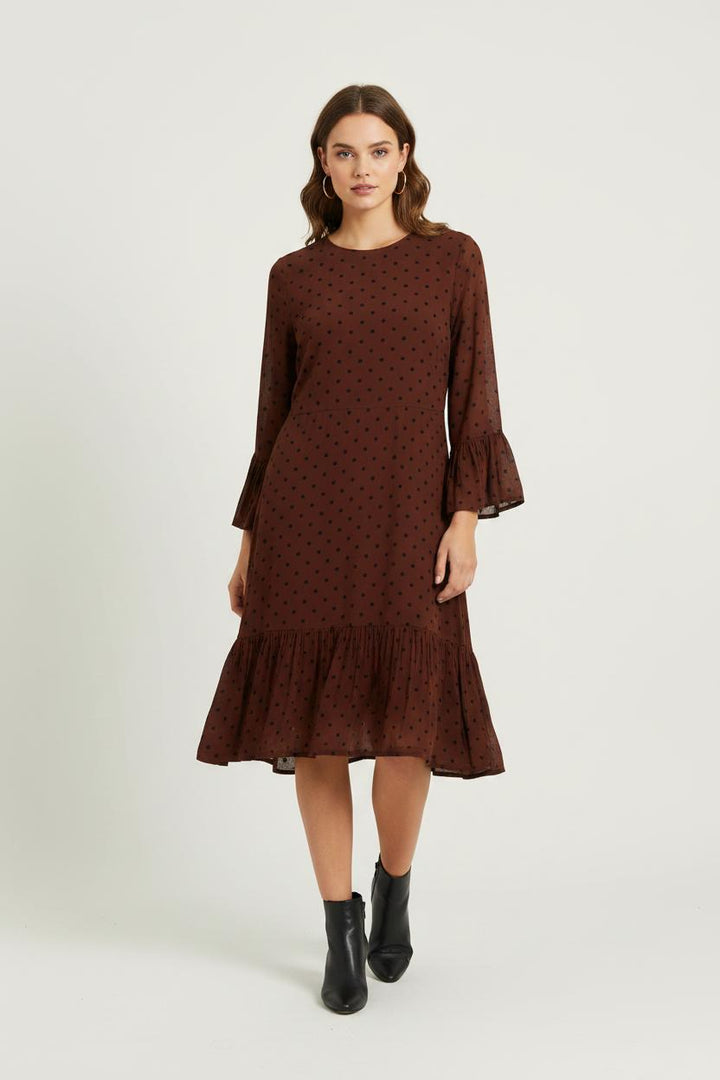 Robe à Pois Bordeaux et Noire - Taille XS/34 de la marque Ganni | PARAD101002 - Vendu par Paradigme - Image 1