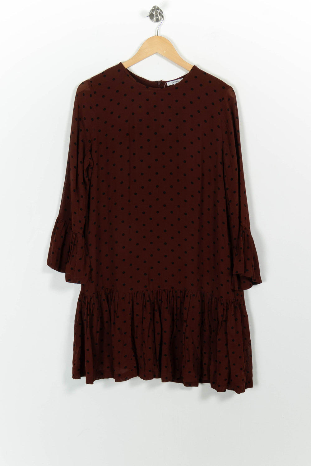 Robe à Pois Bordeaux et Noire - Taille XS/34 de la marque Ganni | PARAD101002 - Vendu par Paradigme - Image 2
