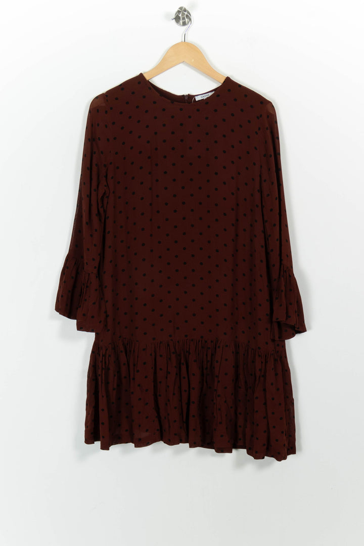 Robe à Pois Bordeaux et Noire - Taille XS/34 de la marque Ganni | PARAD101002 - Vendu par Paradigme - Image 2