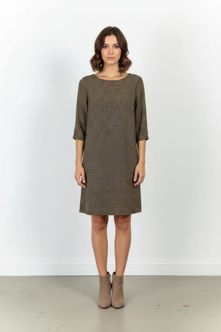 Robe Droite Marron et Blanc - Taille L/40 de la marque La Fée Maraboutée | PARAD101022 - Vendu par Paradigme - Image 1