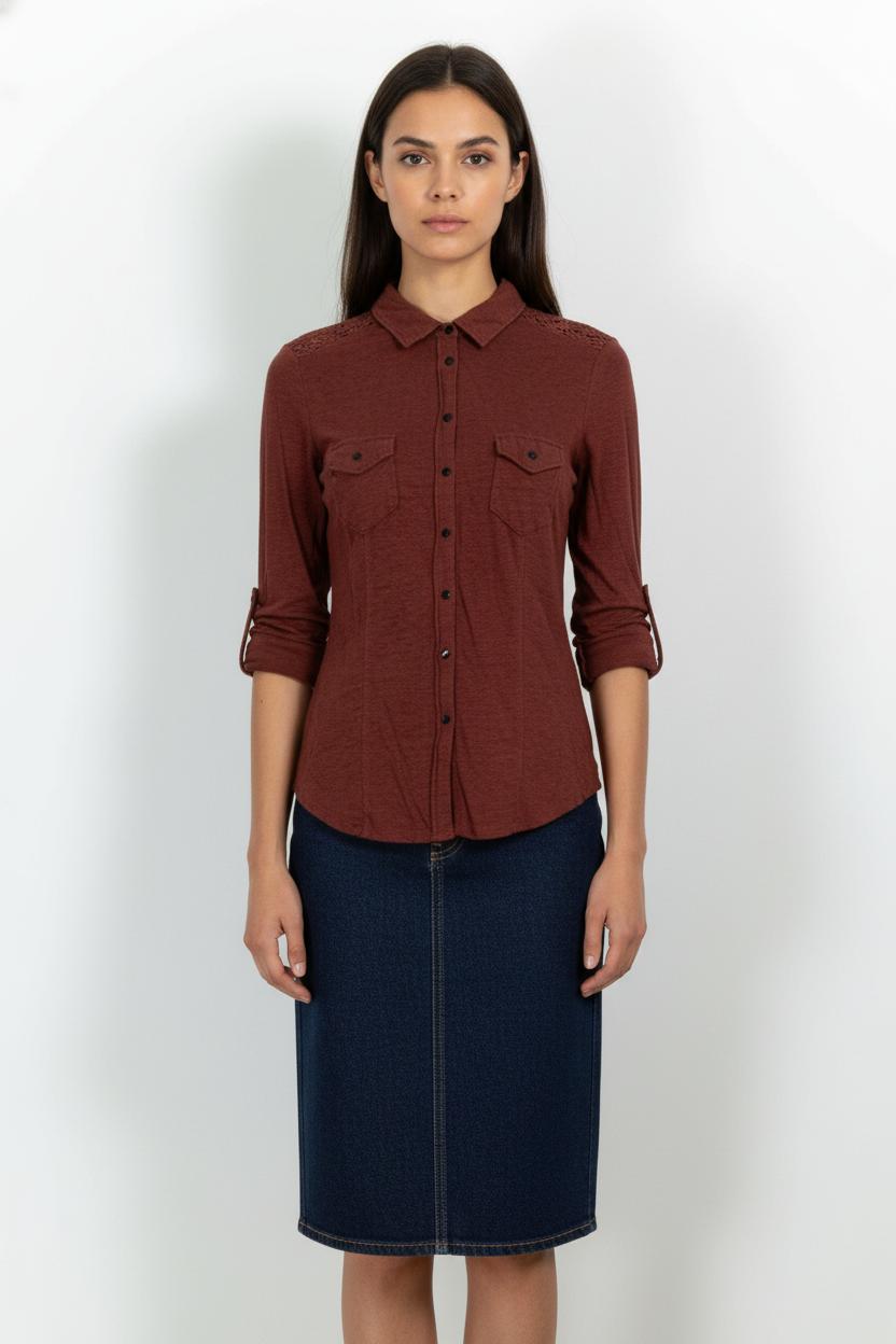 Chemise Bordeaux - Taille M/38 de la marque IKKS | PARAD101025 - Vendu par Paradigme - Image 1