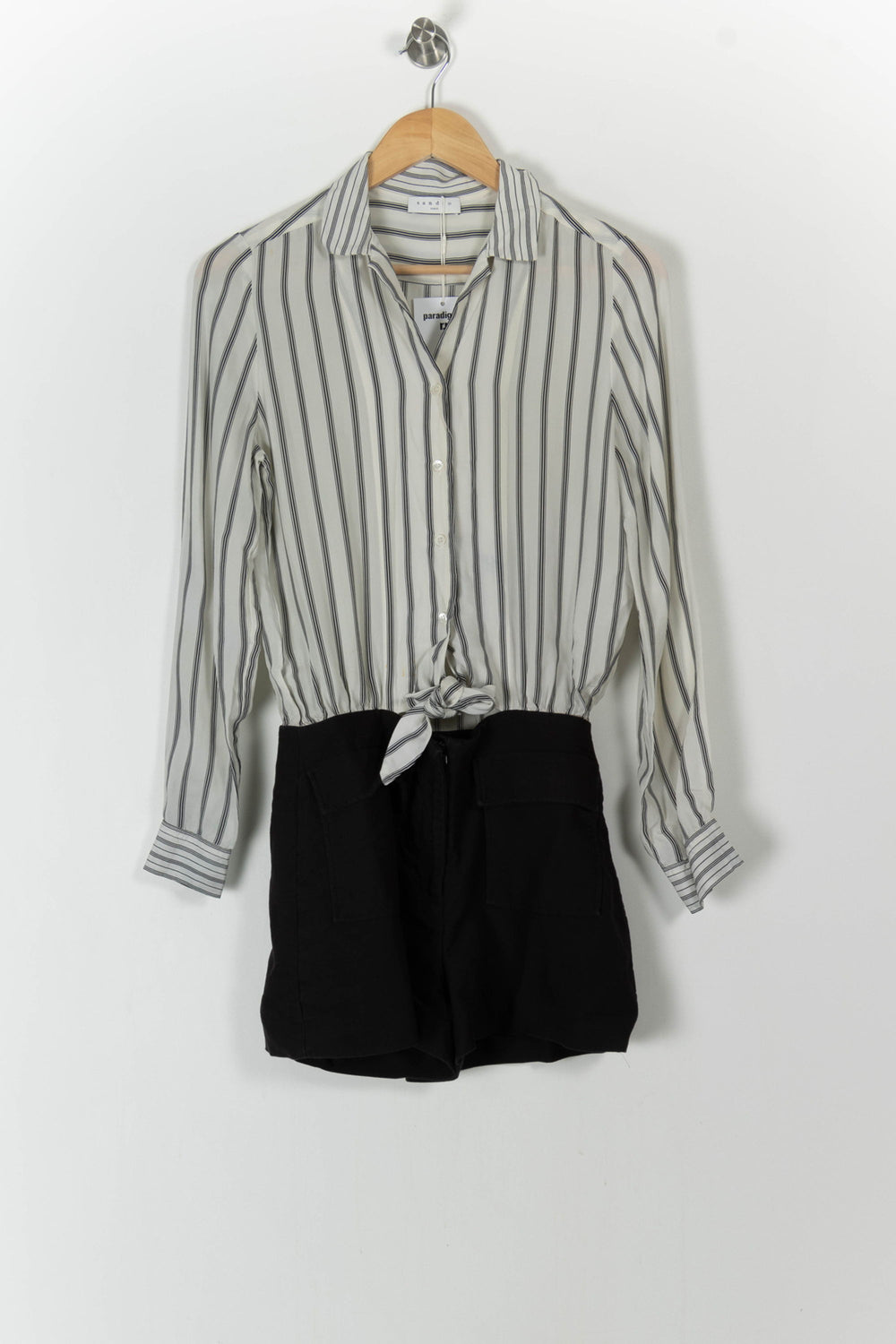 Combishort Noir et Blanc Rayé - Taille S/36 de la marque Sandro | PARAD101031 - Vendu par Paradigme - Image 2