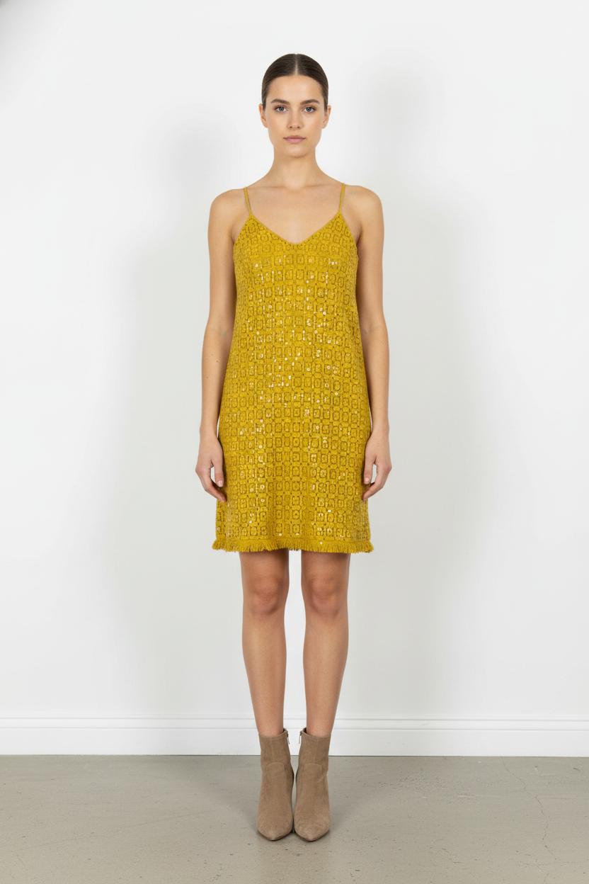 Robe Droite Jaune - Taille M/38 de la marque La Fée Maraboutée | PARAD101034 - Vendu par Paradigme - Image 1