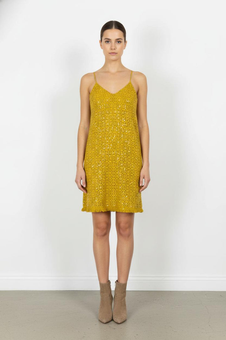 Robe Droite Jaune - Taille M/38 de la marque La Fée Maraboutée | PARAD101034 - Vendu par Paradigme - Image 1