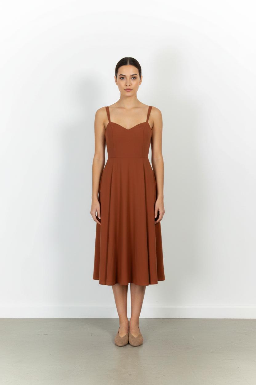 Robe Midi Marron - Taille XS/34 de la marque Maison Lemoine | PARAD101059 - Vendu par Paradigme - Image 1