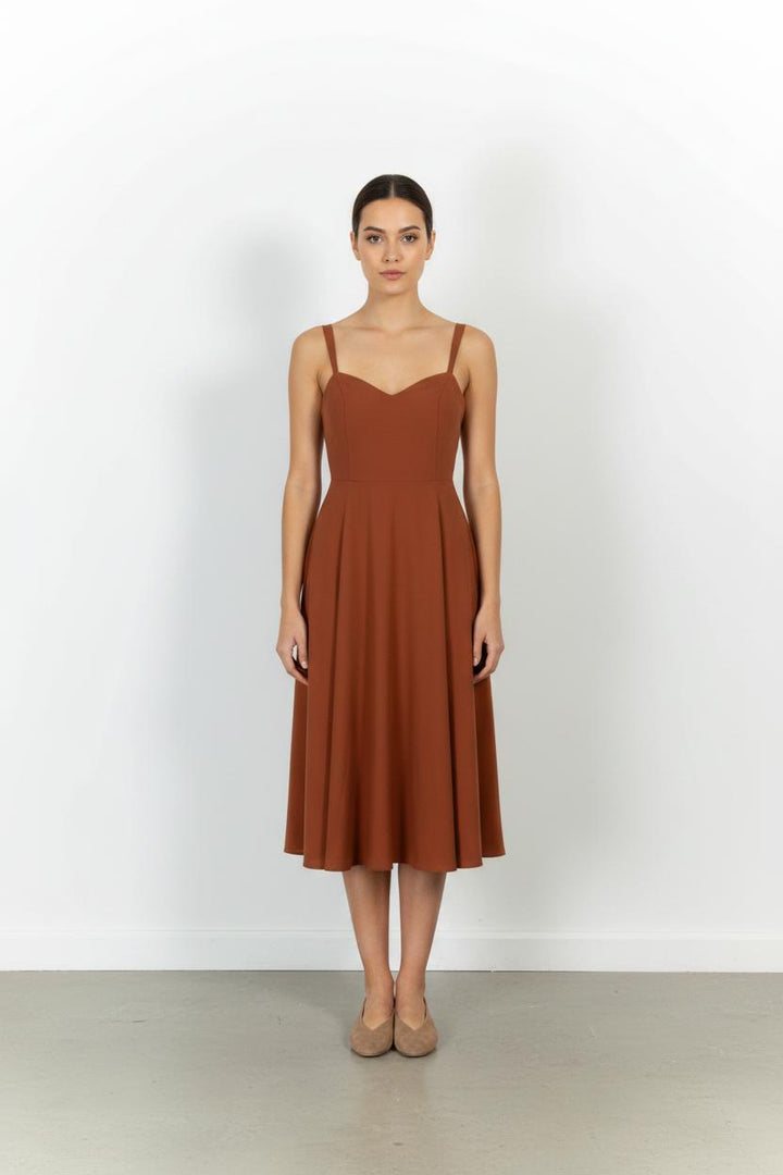 Robe Midi Marron - Taille XS/34 de la marque Maison Lemoine | PARAD101059 - Vendu par Paradigme - Image 1
