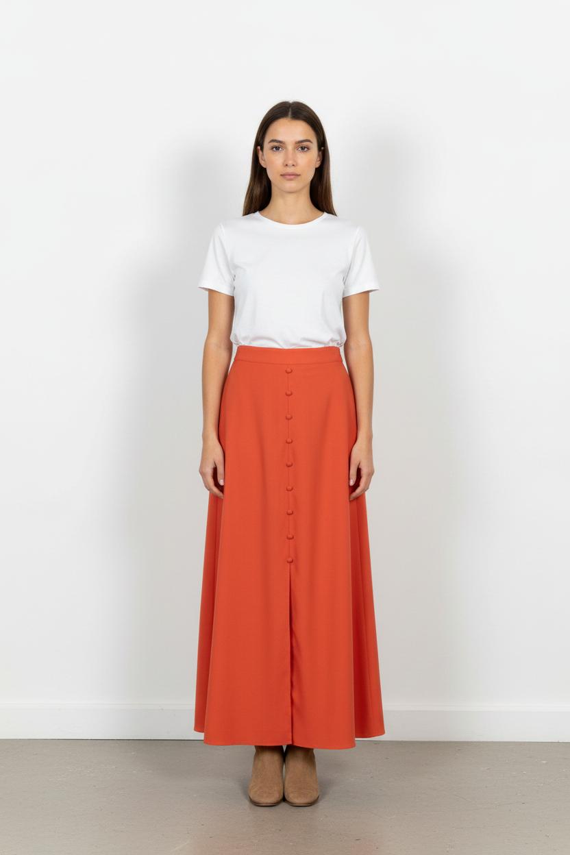 Jupe Longue Orange - Taille XL/42 de la marque Maison Lemoine | PARAD101065 - Vendu par Paradigme - Image 1