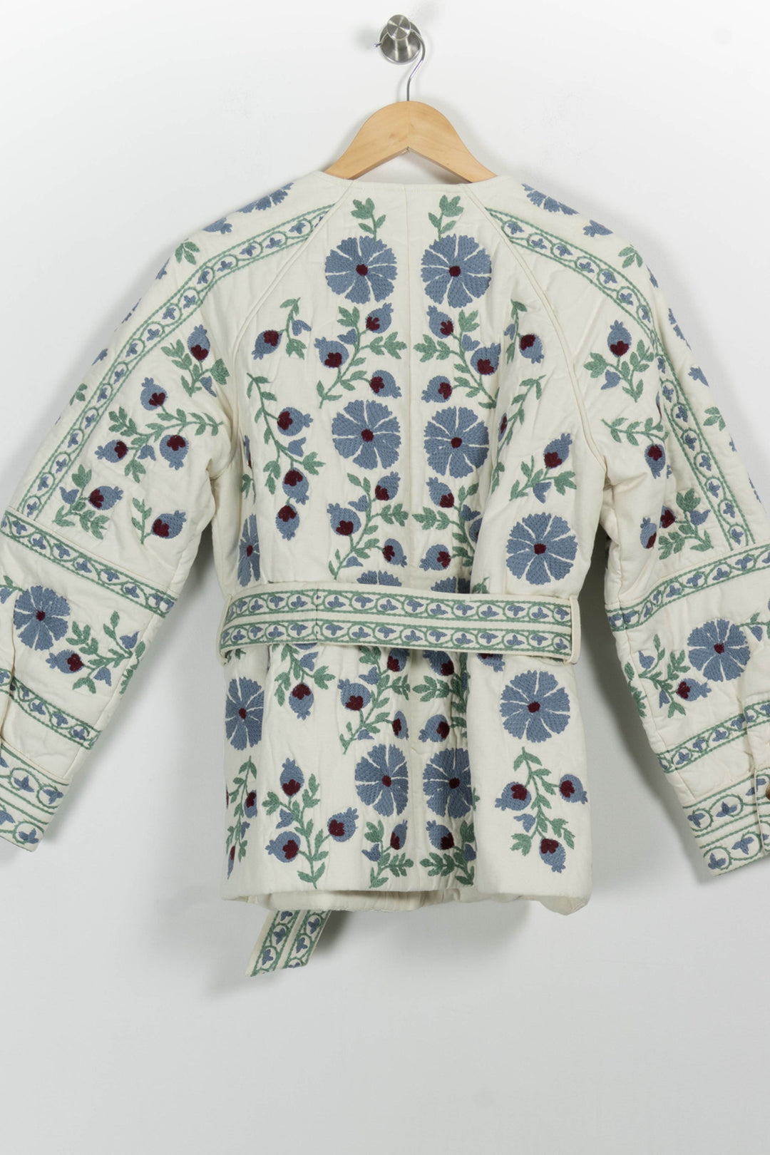 Veste Brodée Écrue et Bleue - Taille S/36 de la marque Sézane | PARAD101082 - Vendu par Paradigme - Image 4
