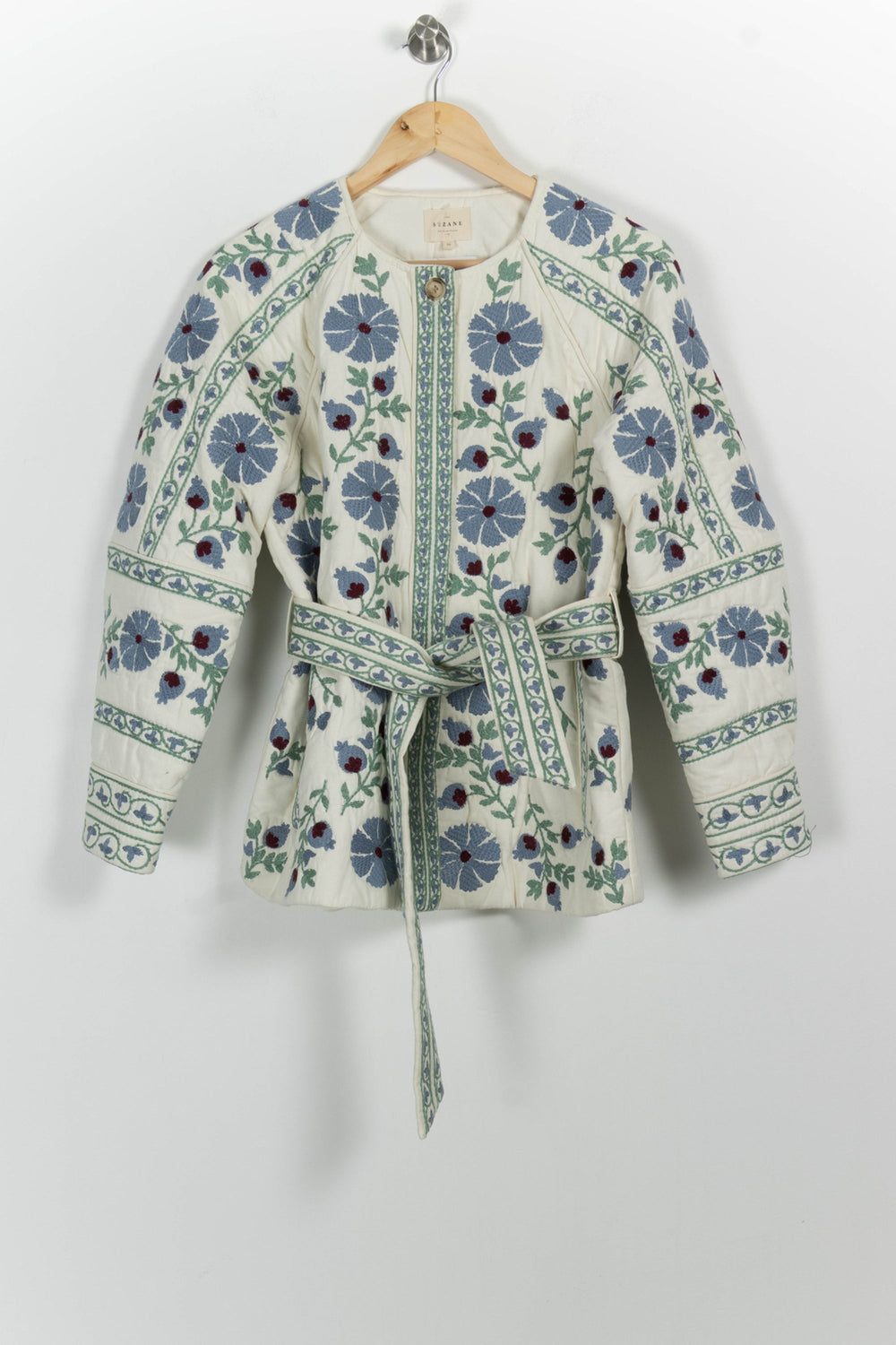Veste Brodée Écrue et Bleue - Taille S/36 de la marque Sézane | PARAD101082 - Vendu par Paradigme - Image 2