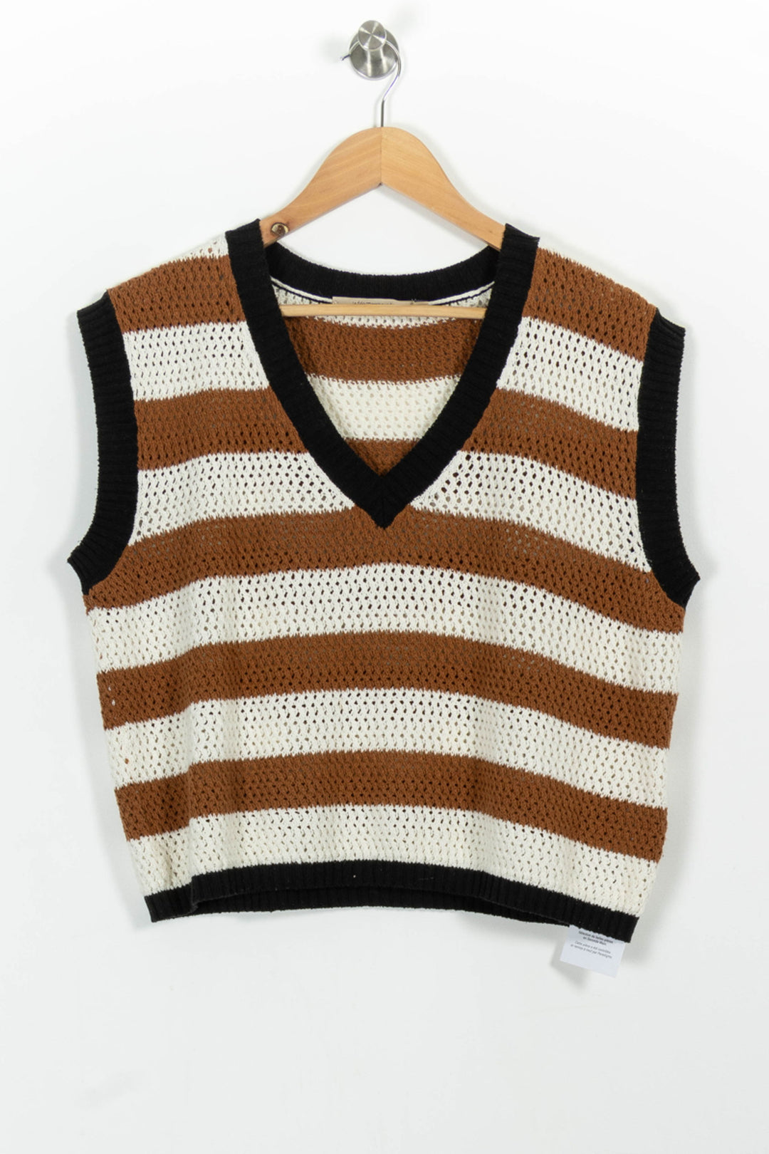 Débardeur Marron et Blanc - Taille L/40 de la marque La Fée Maraboutée | PARAD101097 - Vendu par Paradigme - Image 2